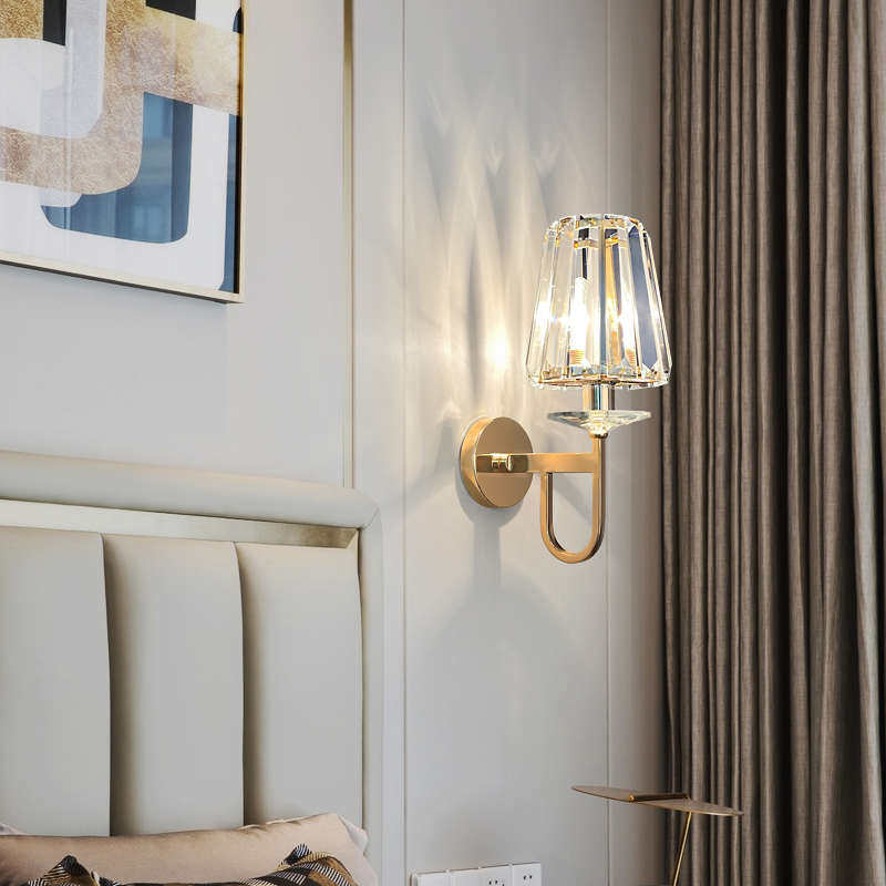 水晶壁灯奢华新款简约现代客厅电视背景墙灯LED轻奢壁灯床头灯具