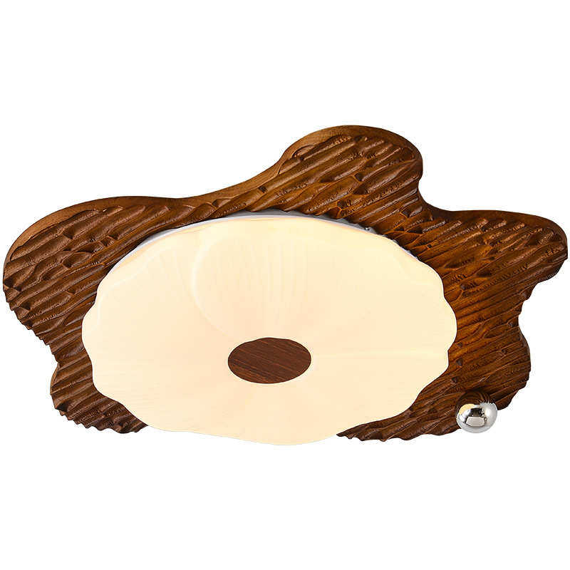 复古客厅灯简约侘寂风吸顶灯中古胡桃木色主灯荷叶护眼书房卧室灯,家装灯饰光源,智能吸顶灯,淘宝优惠券,粉丝福利购,淘宝优惠卷