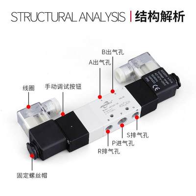 亚YUM德客三位五通电磁阀V130C/0230C/330C4/30C-4M5/6/08/10/15