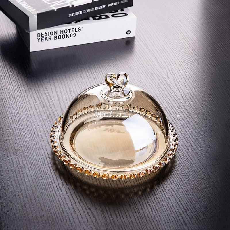 F透明蛋糕盘创盘意盖水果FYV带点心盘爱心盘欧晶式轻奢水玻璃试吃