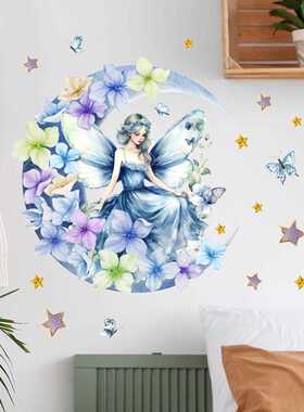 直销新款奥弗月亮女孩卧室PVC自粘贴纸 H81660跨境客厅沙发可移除