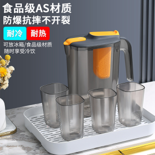 冰箱冷水壶大容量家用泡茶桶凉白开水壶耐高温塑料凉水壶水杯套装