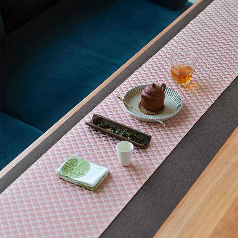 5ZW沐春选甄知舍云水F7628603纹茶席织锦云锦桌旗双面织锦桌缎茶