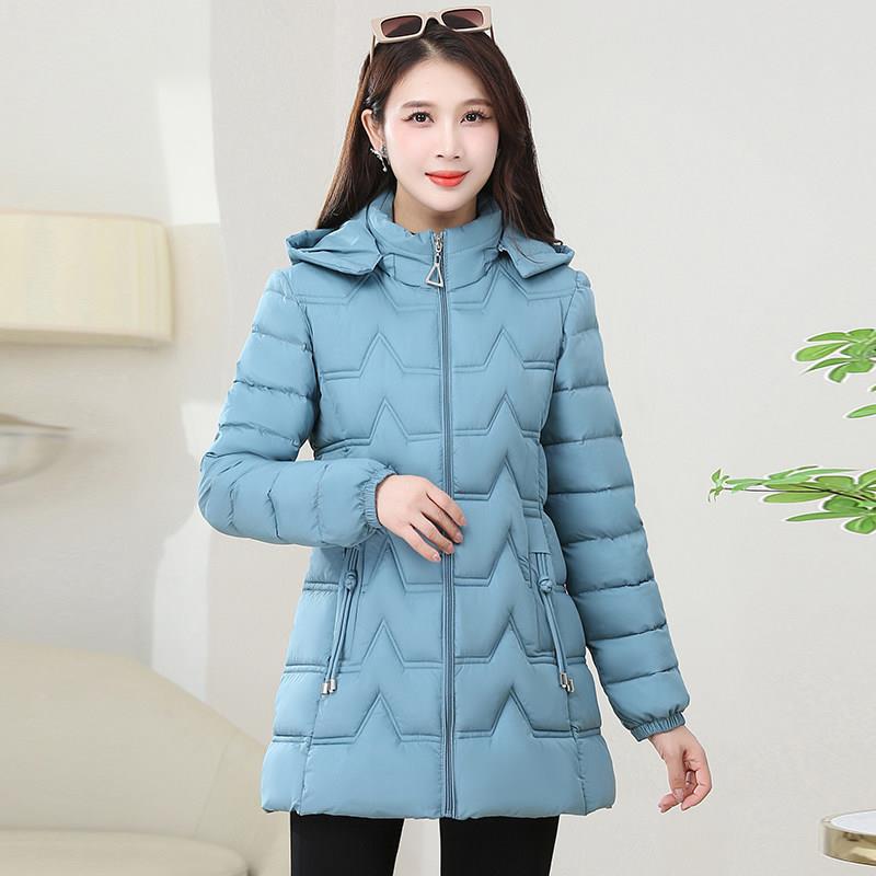 好货女士冬季新款加厚棉衣中长款修身显瘦保暖羽绒棉服时尚洋气棉