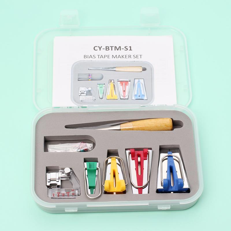 制带器16件套塑盒装 锥子珠针压脚 包边器 手工拉筒工具CY-BTM-S1