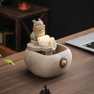 泉貔貅流摆水件客厅桌面茶台装饰中创意循HXF环水喷招财景观式送