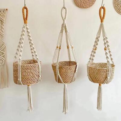 Macrame Plant Hanger Indoor Hanging Planter Basket Woven Cot