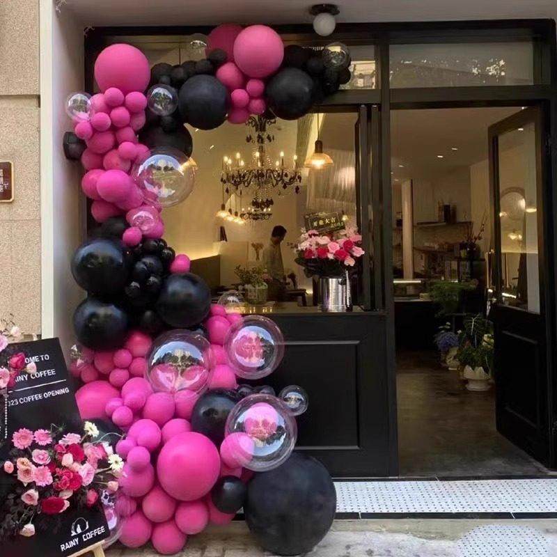 玫瑰红气球连锁装修咖啡店开业周年纪念入口天花板活动场景布局拱,节庆用品/礼品,气球,淘宝优惠券,粉丝福利购,淘宝优惠卷