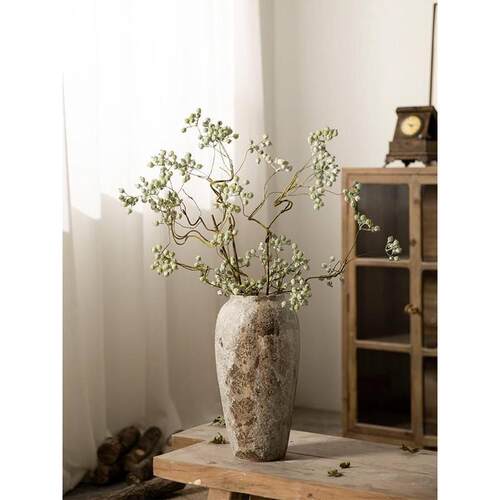 寂复古摆件陶瓷做旧水培陶罐新中式插花装饰品花瓶玄关侘电视柜风