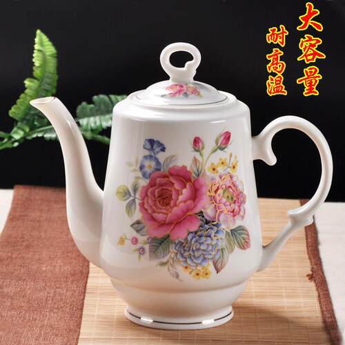 陶瓷冷水壶大号茶壶冷水壶2l大容量家用花茶耐热红茶泡单壶咖啡壶