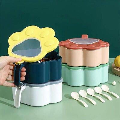 Cute Cat Paw Seasoning Box With Spoon Plastic Container