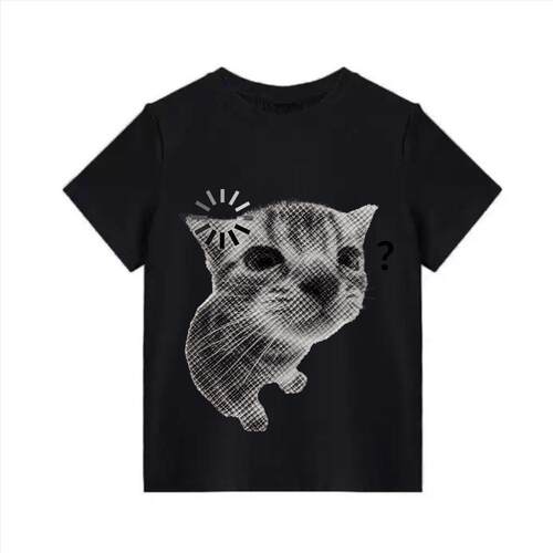 Retro Silly Vintage Kitty Graphic T Shirt for Men and Women