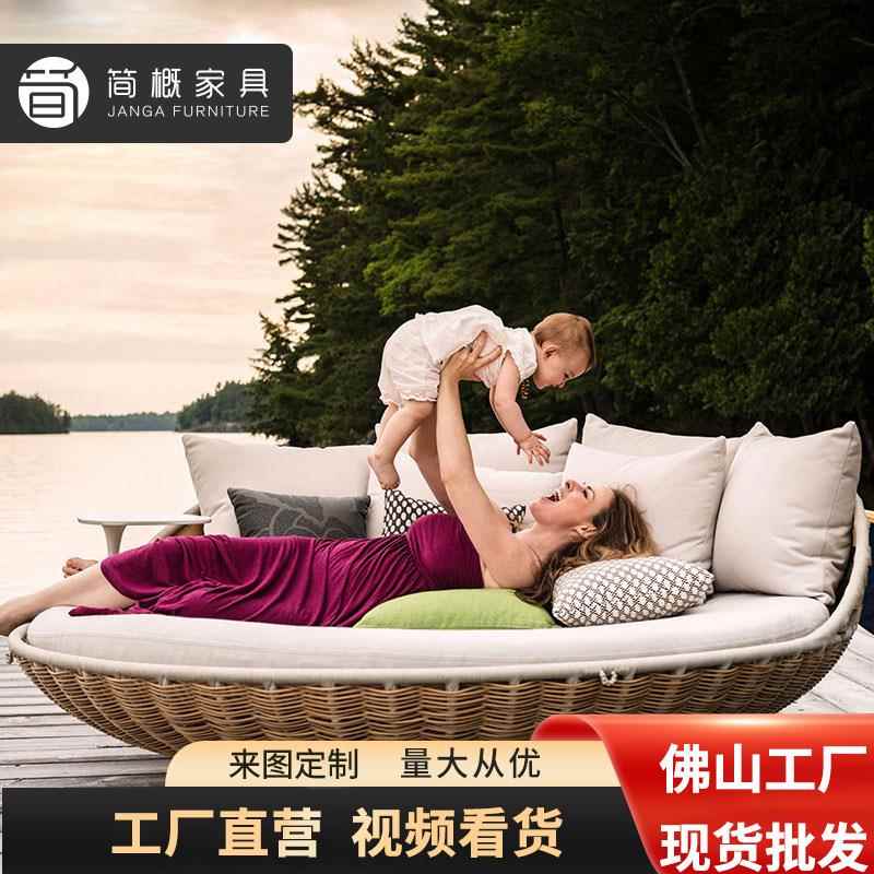 户外网红民宿鸟巢秋千藤编圆形吊床吊椅花园双人吊篮吊床沙发圆床