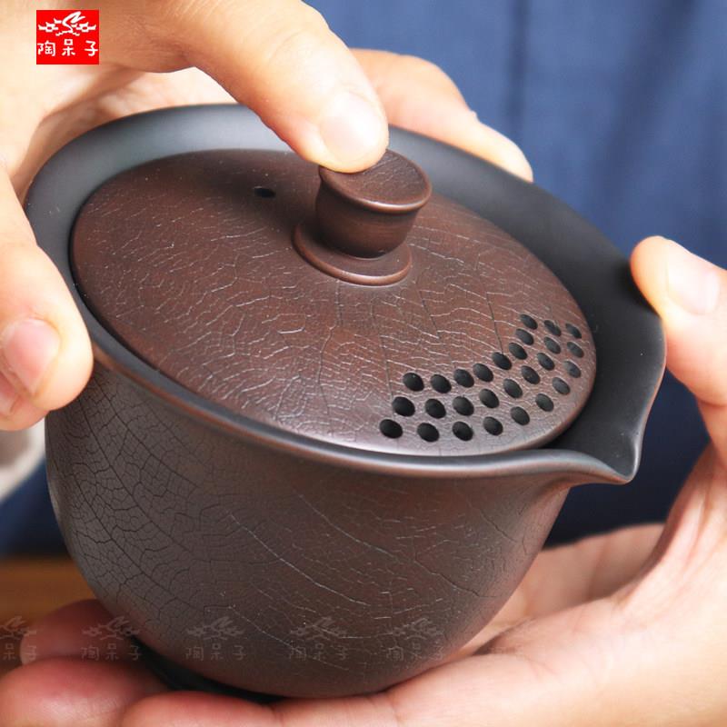 陶呆子 云南建水紫陶纯手工茶壶 全手工 盖碗 三才碗 手抓壶 中式