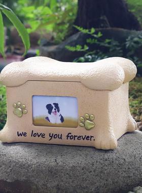 跨境现货盒创意树脂狗狗猫咪带相框宠物骨灰爱宠殡葬纪念用品