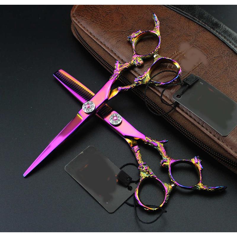 6.0寸  粉色怪龙柄 美发剪刀 理发剪 平剪  牙剪 打薄XL2-0401