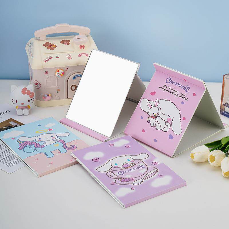 25年新款镜子通学生萌趣卡通小巧便携无边框全屏折叠镜化妆镜