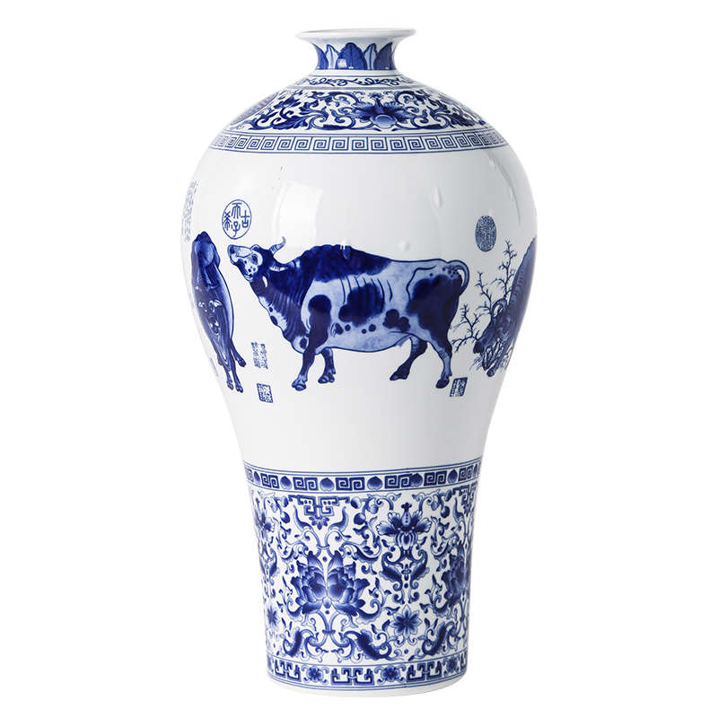 景德镇明清仿古花瓶中式陶瓷花瓶博古架装饰花瓶新中式陶瓷花瓶