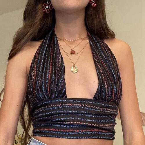 Women Cross Sling Crop Top Sexy Sleeveless Y2K Camisole Back
