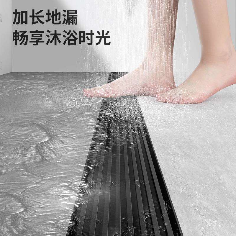跨境黑色304不锈钢实心盖板长条型地漏 浴室下水道铜芯防臭排水图片