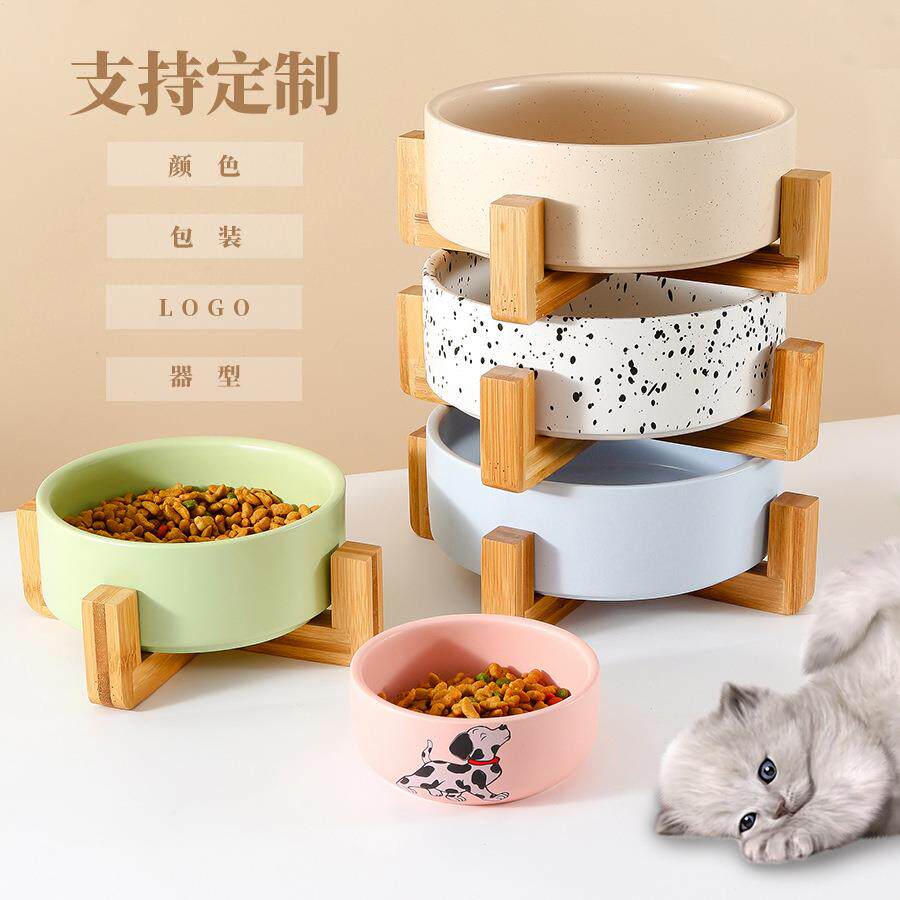 大号护颈陶瓷狗碗猫狗喂食圆形宠物食盆新款创意宠物陶瓷碗定制
