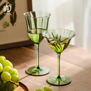 YYUN/昀 覆古绿红酒杯玻璃高脚杯香槟杯子礼盒鸡尾酒杯马提尼杯