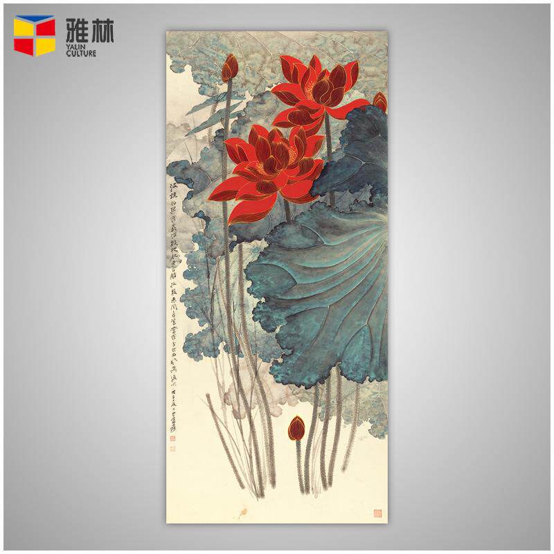 新中式玄关客厅背景墙装饰画办公室字画山水壁画横幅风景画芯
