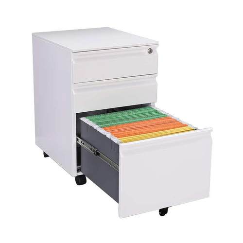 锁办公室带移动资料柜密码 活动抽铁皮矮三柜可档案钢制 抽屉柜