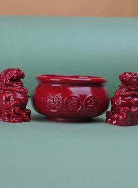 朱砂聚宝盆碧绣组合招财进宝，家旺家淡紫金沙家装