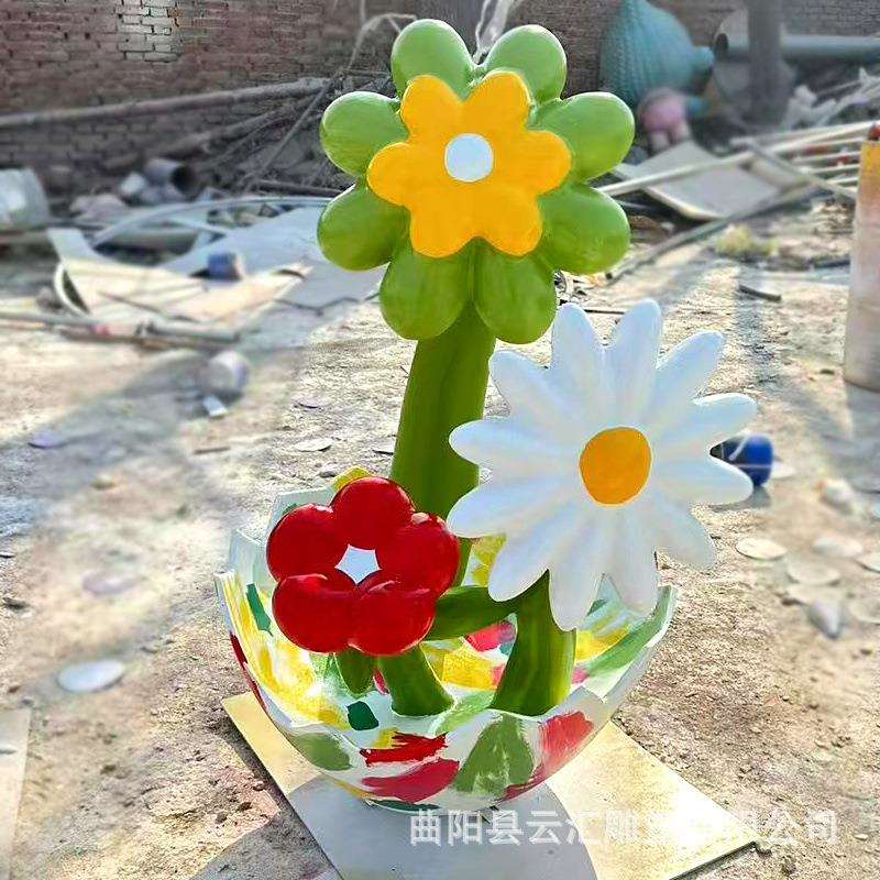 玻璃钢郁金香仿真花大型落地摆件商场网红打卡点美陈装饰场景摆件