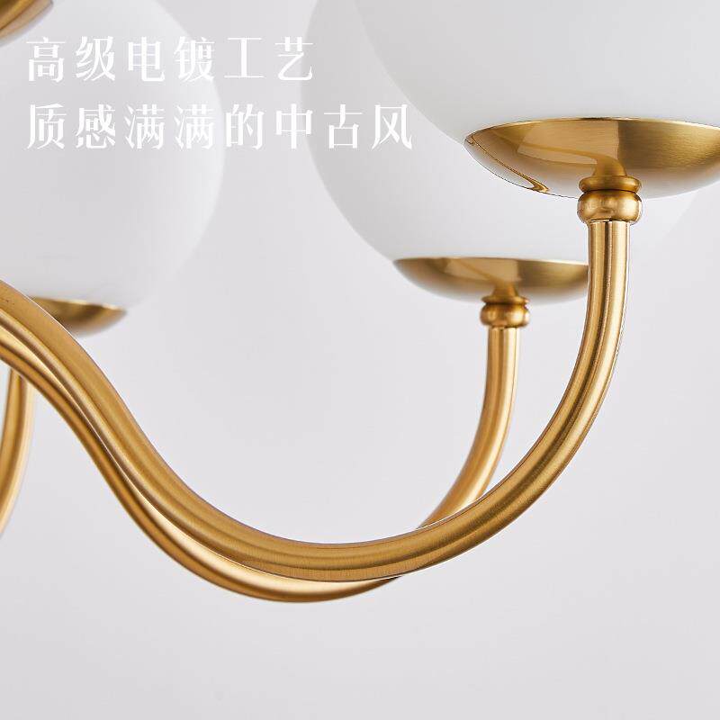 中古客厅灯吊灯胡桃木色电镀民宿餐厅吊灯护眼全光谱防蚊虫灯饰