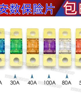驻车空调汽油发电机保险丝片24V12V100A蓝色80A60A120A叉栓式螺栓