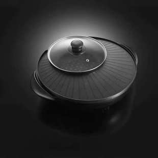 新款 涮烤一体锅烧烤盘日月锅多功能电烤锅 电火锅麦饭石电热锅韩式