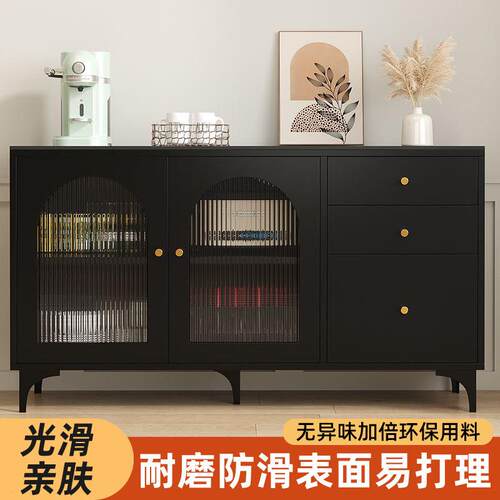 岩板餐边柜多功能茶水柜客厅轻奢家用靠墙收纳储物柜吧台柜一体