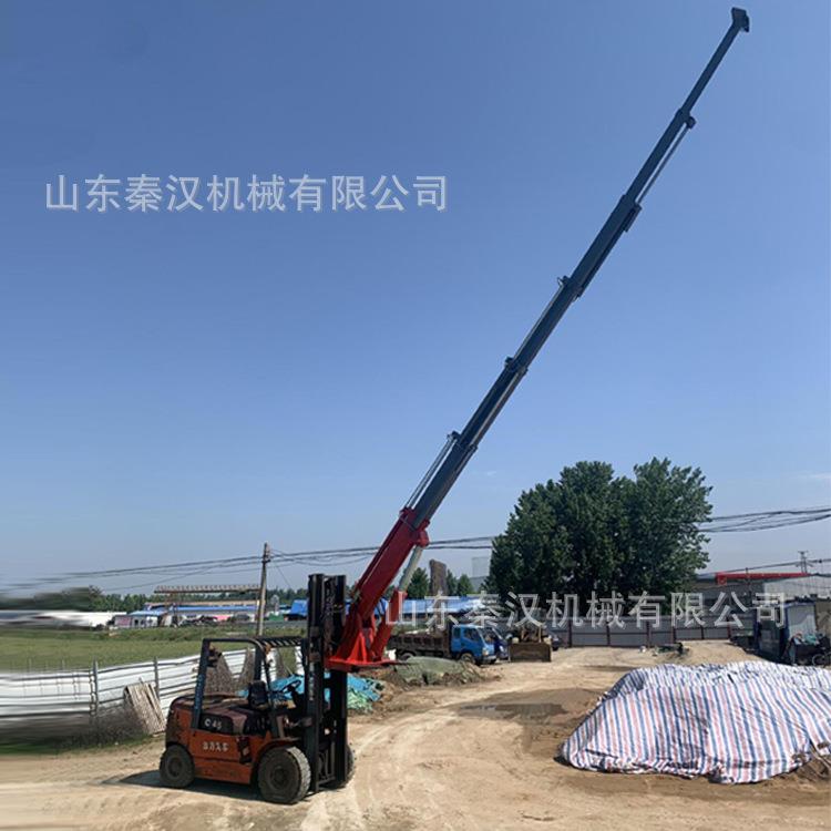 液压车起臂重臂前置门架飞吊 越野叉车伸缩6米吊叉臂 3节吊臂6.2