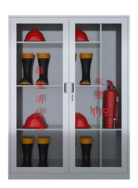 不锈钢材质消防柜微型透明消防站全套器材箱设备灭火箱工具展示柜