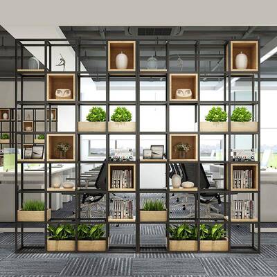 约实XAP木隔断置物艺架落地书柜简钢铁制文件柜收纳展示架