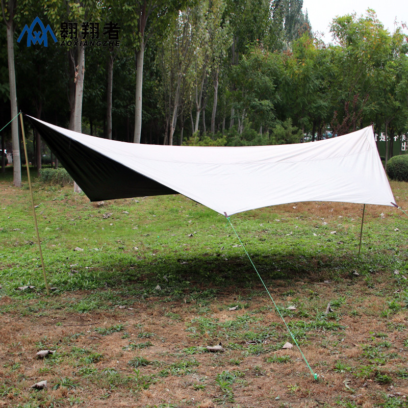 翔者户AXZ-tmhj外野营遮阳蝶形六防角翱黑胶厚天幕防雨晒加布料加