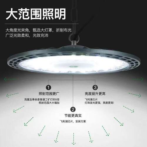 UFO工矿灯100W150W200W厂房照明防水防尘节能省电安装便捷