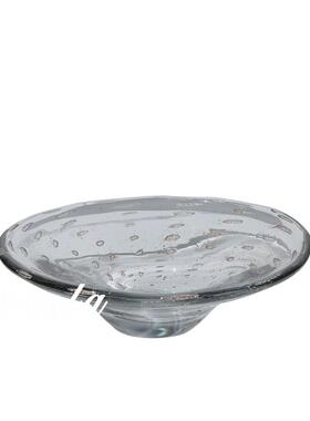 现代极简轻奢玻璃水果盘托盘收纳盘摆件样板间茶几餐桌面软装饰品