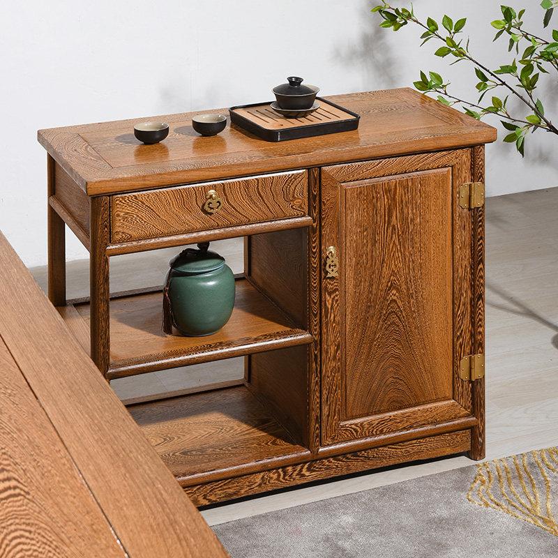 红木家俱鸡翅木茶水柜餐柜实木彷古小茶柜家用收纳柜中式茶边柜
