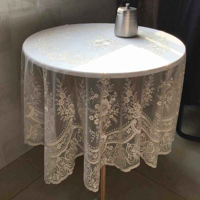 蕾丝桌布涤伦网布刺绣圆形直径145CM大尺寸花边电视盖布外贸台布,居家布艺,花边,淘宝优惠券,粉丝福利购,淘宝优惠卷