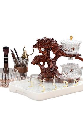 新款摇钱玻树自动茶具硼套装全家用高硅耐热璃磁吸MZ-94懒人冲茶