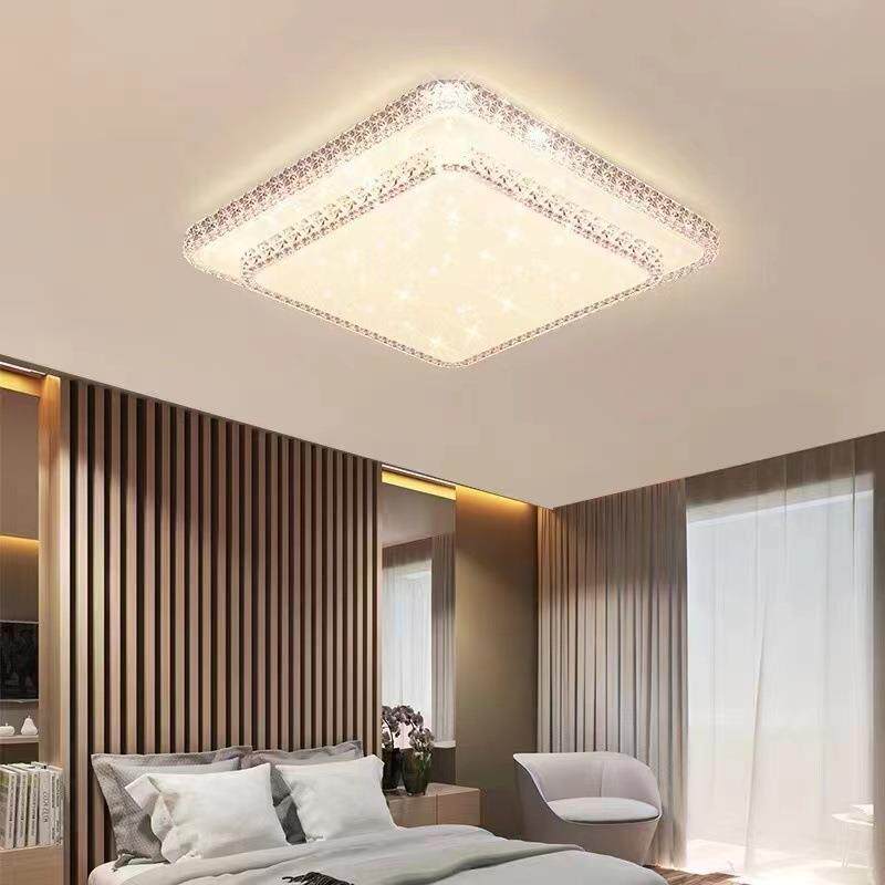 厅灯长形现代简客约新组款双层水晶led吸顶灯主卧室餐厅灯方具合