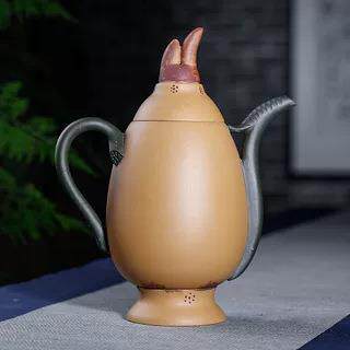紫砂壶宜兴紫砂手工2色原矿段泥玉兰花壶