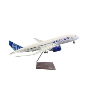 47cm 美联航737 Scale 1:85 B737-MAX8 United飞机模型带灯带轮
