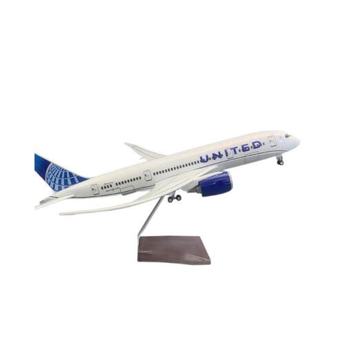 47cm 美联航737 Scale 1:85 B737-MAX8 United飞机模型带灯带轮