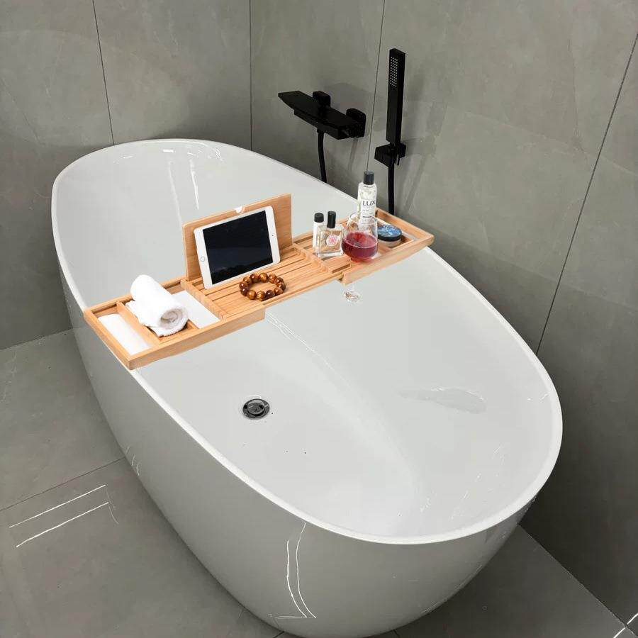 竹制浴缸架可拆装置物架浴桶托盘可伸缩手机平板酒架浴室收纳支架