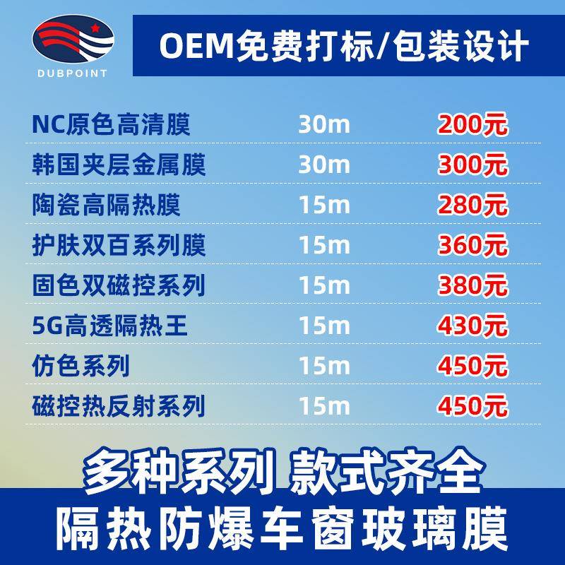 车窗玻璃太阳膜陶瓷高隔热磁控膜原色韩国高清高透护肤双百