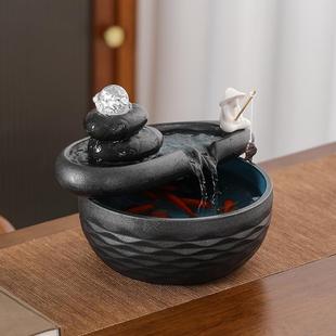 可加OGO水流摆件三生石招财客厅办公室喷泉轻奢L现HEW代桌饰面家